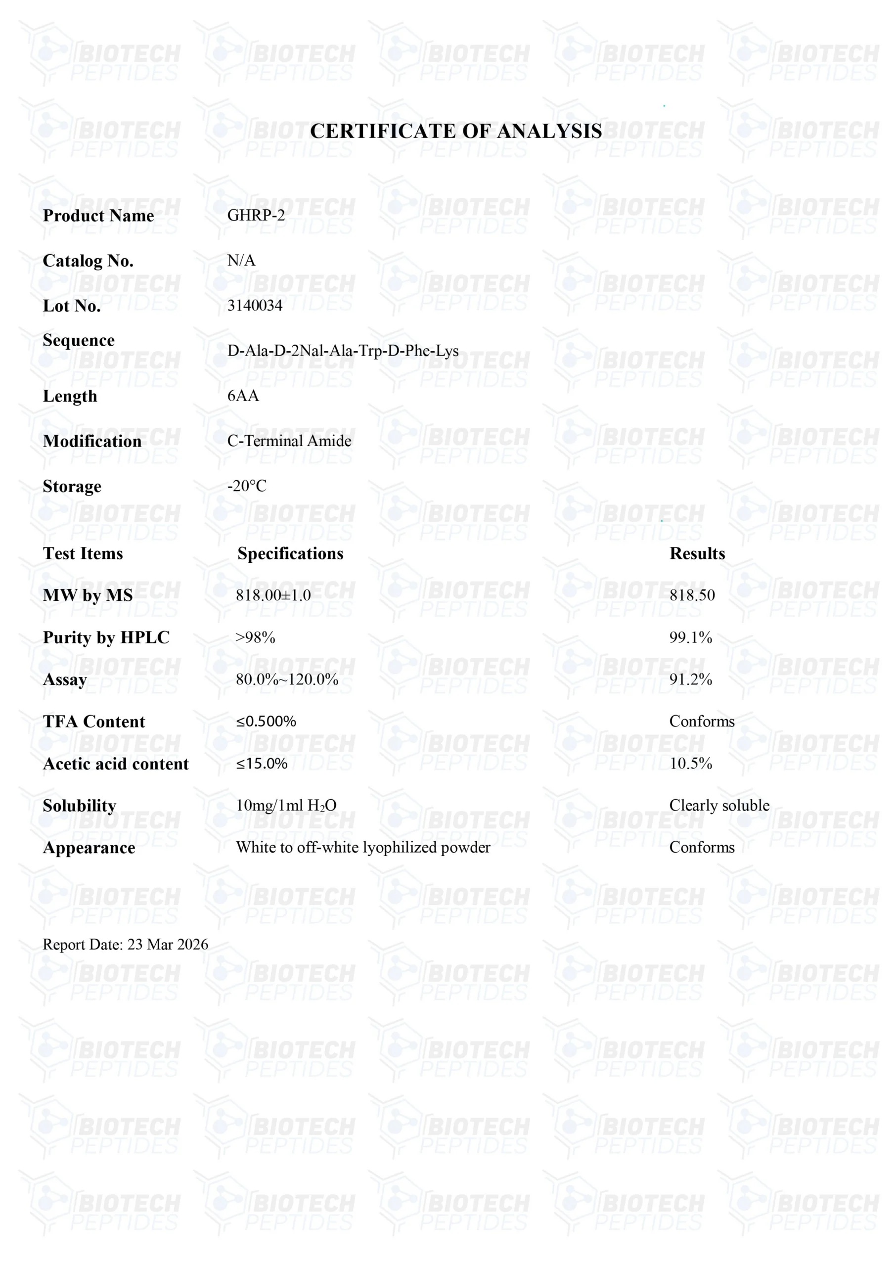 Buy GHRP-2 Research Peptide Online | Laboratory Grade | High Purity Supply - Image 2